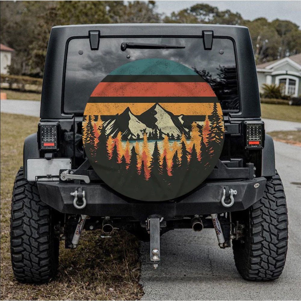 Vintage Mountain Jeep Car Spare Tire Cover