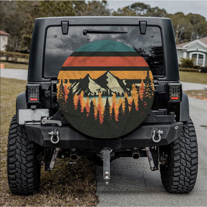 Vintage Mountain Jeep Car Spare Tire Cover