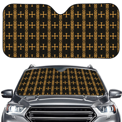 Vintage Orthodox Pattern Print Car Windshield Sun Shade