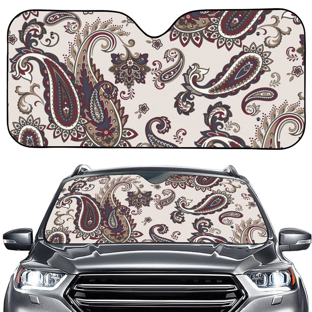 Vintage Paisley Pattern Print Car Windshield Sun Shade