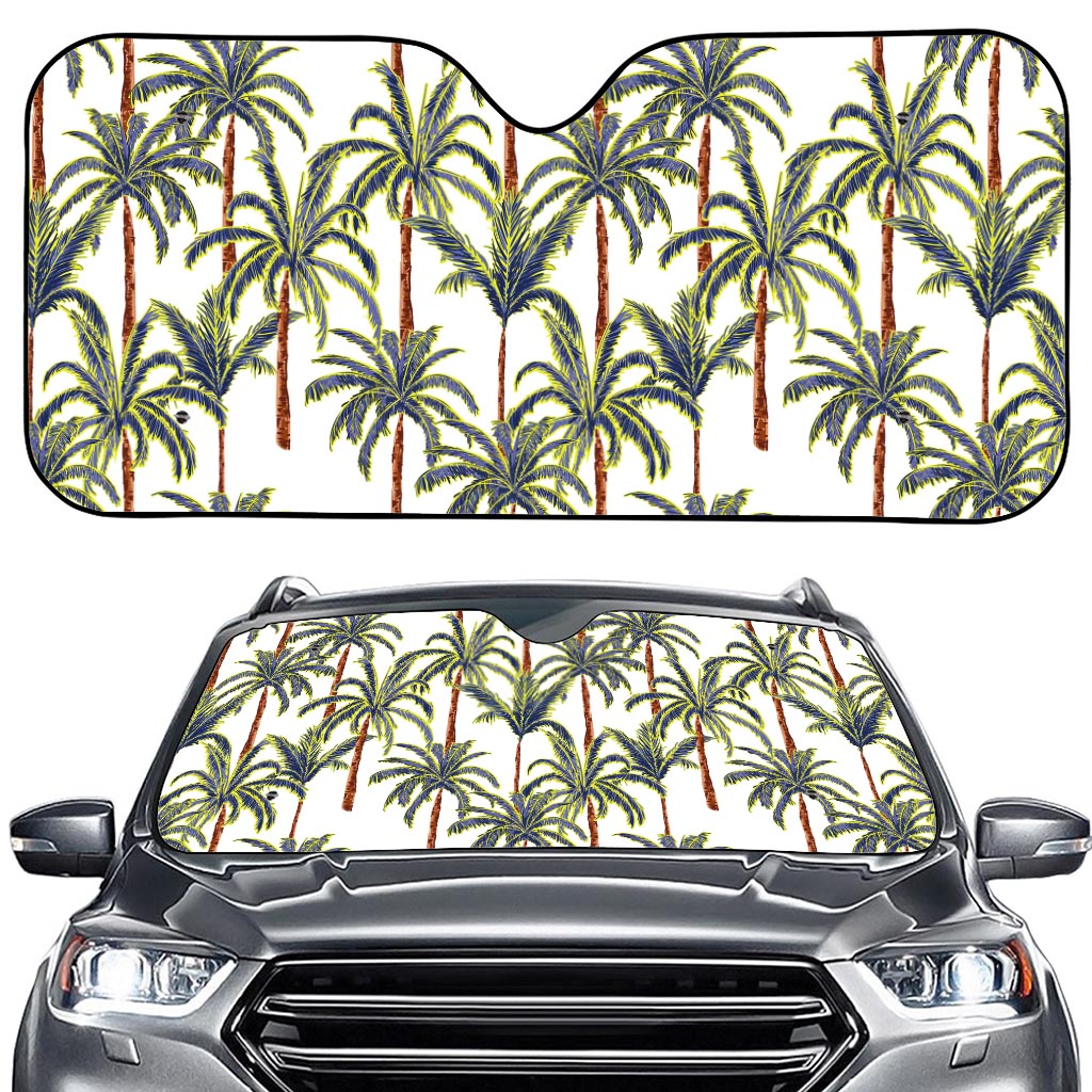 Vintage Palm Tree Beach Pattern Print Car Windshield Sun Shade