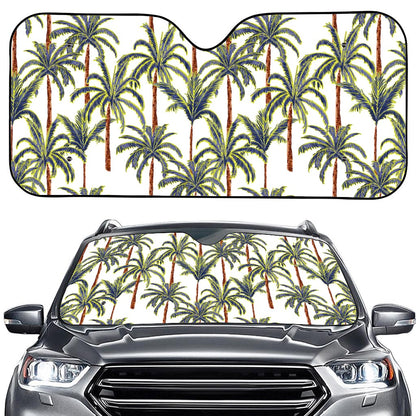 Vintage Palm Tree Beach Pattern Print Car Windshield Sun Shade