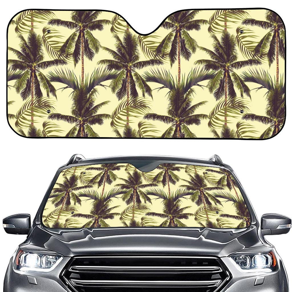 Vintage Palm Tree Pattern Print Car Windshield Sun Shade