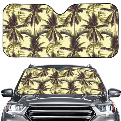 Vintage Palm Tree Pattern Print Car Windshield Sun Shade
