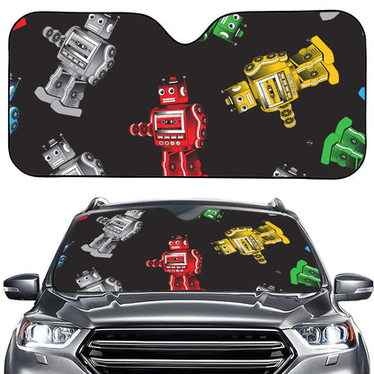 Vintage Robot Pattern Print Car Windshield Sun Shade