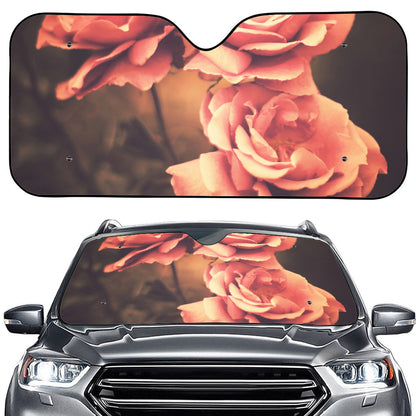 Vintage Rose Print Car Windshield Sun Shade