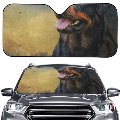 Vintage Rottweiler Portrait Print Car Windshield Sun Shade