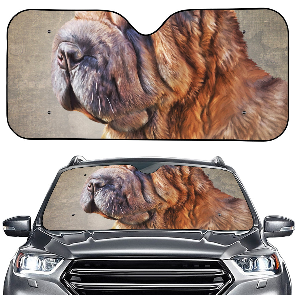 Vintage Shar Pei Print Car Windshield Sun Shade