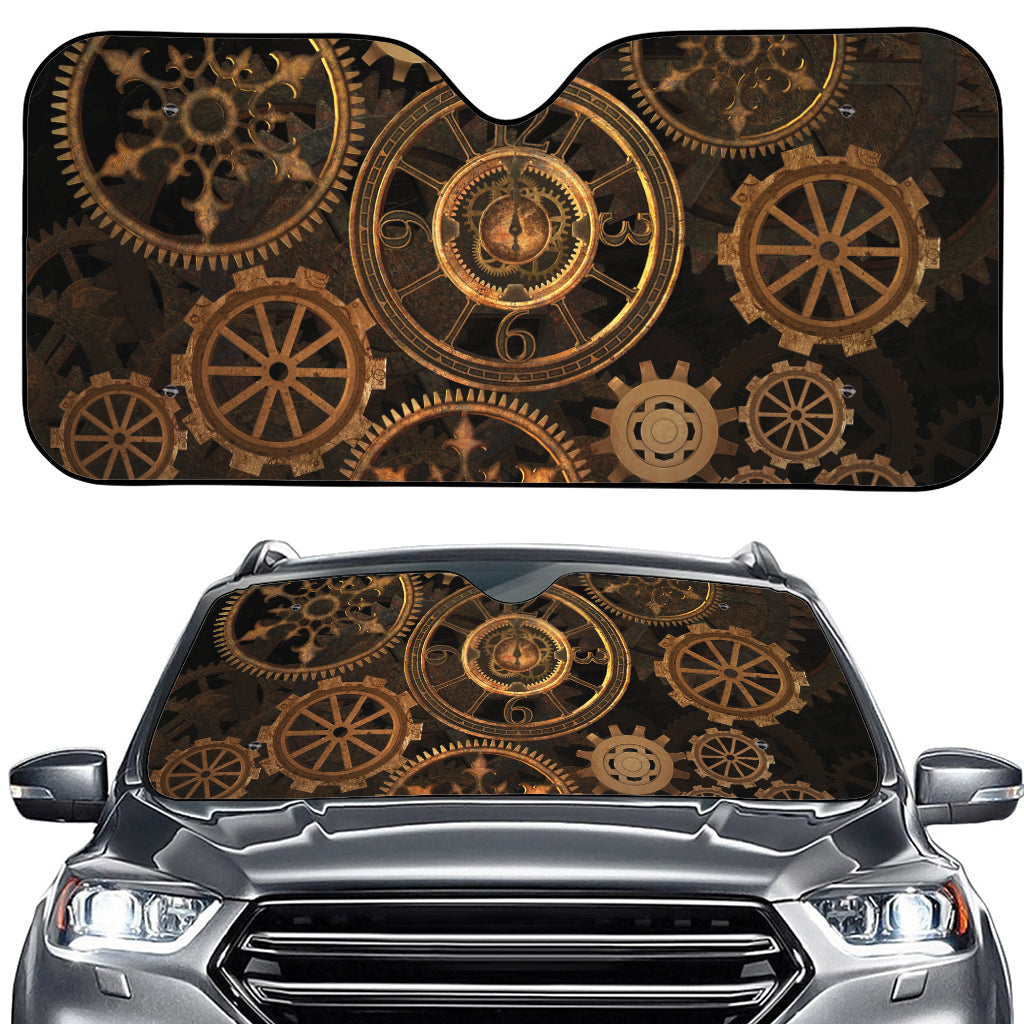 Vintage Steampunk Gears Print Car Windshield Sun Shade