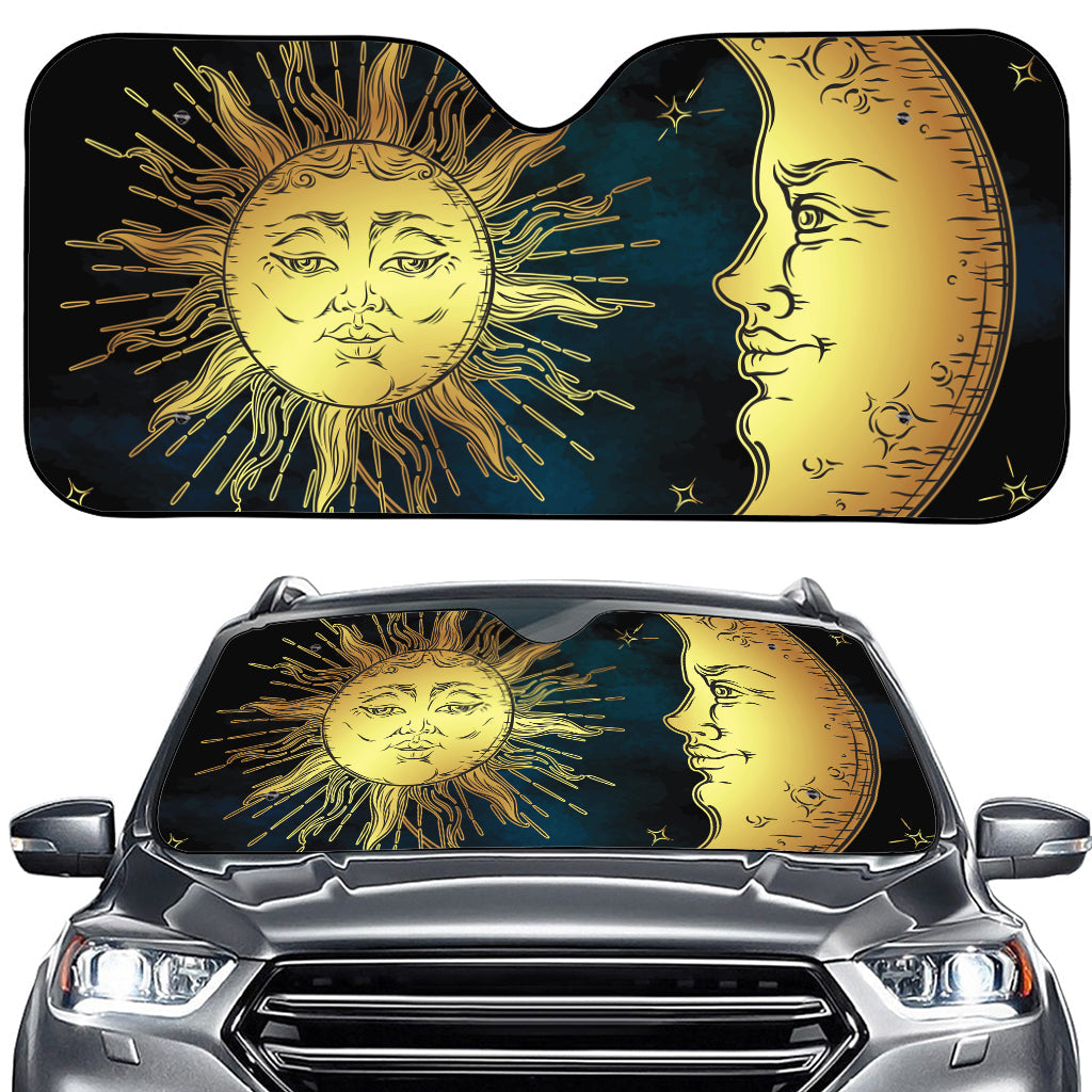 Vintage Sun And Moon Print Car Windshield Sun Shade