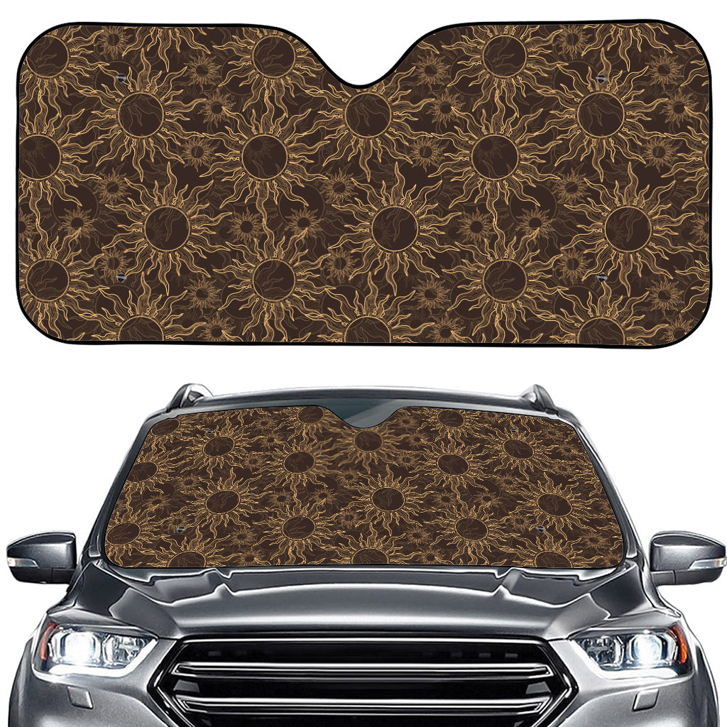 Vintage Sun Pattern Print Car Windshield Sun Shade