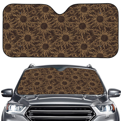 Vintage Sun Pattern Print Car Windshield Sun Shade