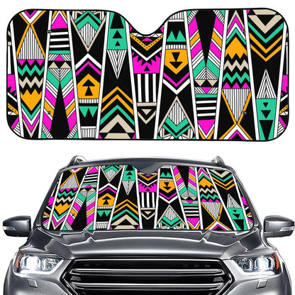 Vintage Tribal Aztec Pattern Print Car Windshield Sun Shade