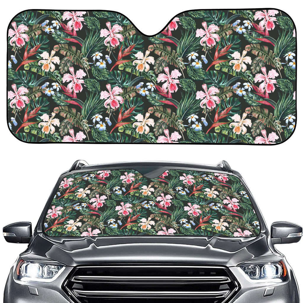 Vintage Tropical Exotic Hawaiian Print Car Windshield Sun Shade