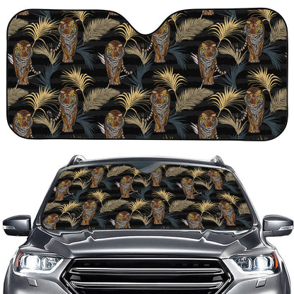 Vintage Tropical Tiger Pattern Print Car Windshield Sun Shade
