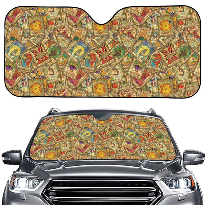 Vintage Wicca Tarot Card Print Car Windshield Sun Shade