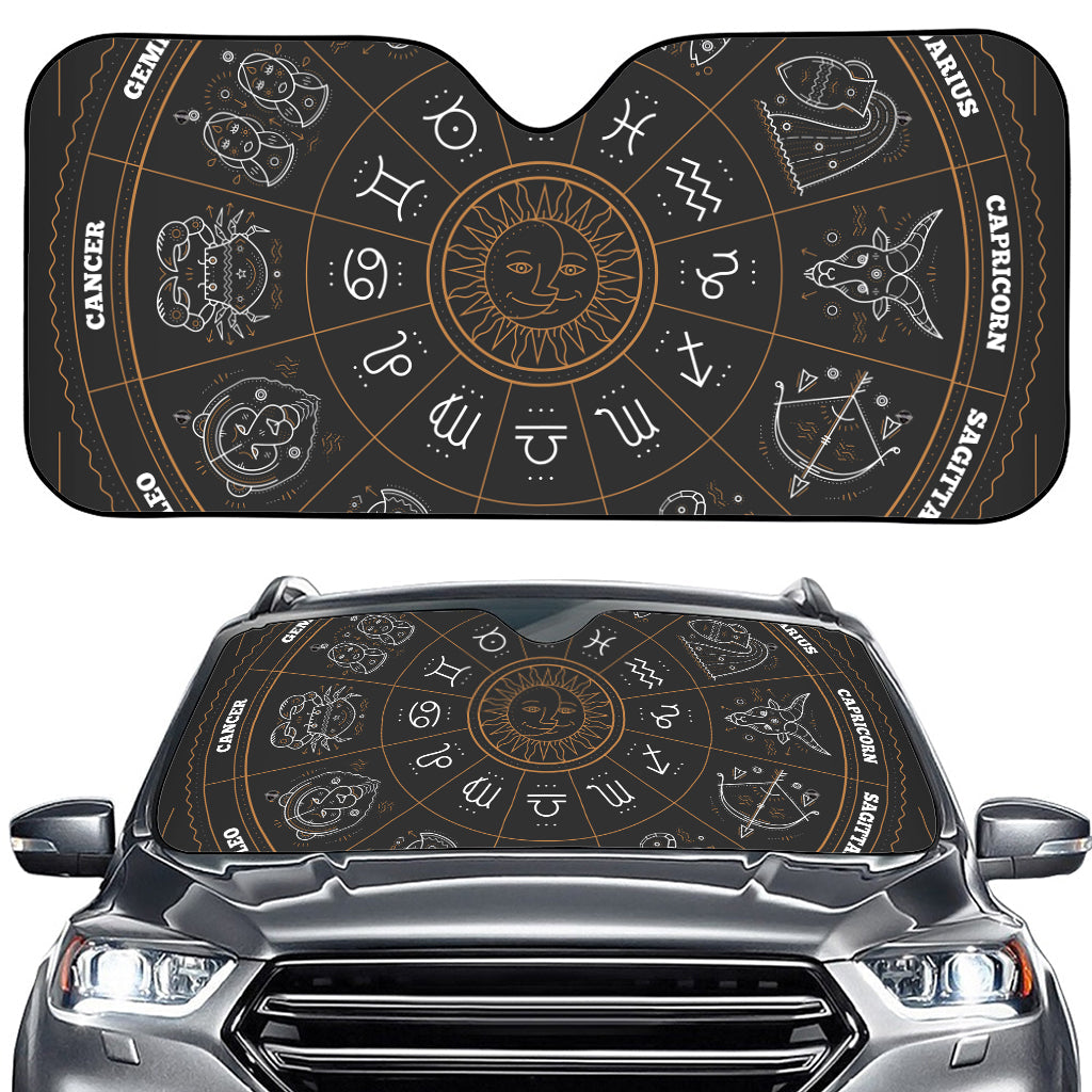 Vintage Zodiac Circle Print Car Windshield Sun Shade