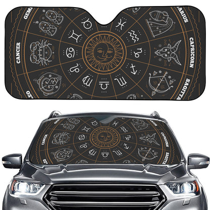 Vintage Zodiac Circle Print Car Windshield Sun Shade