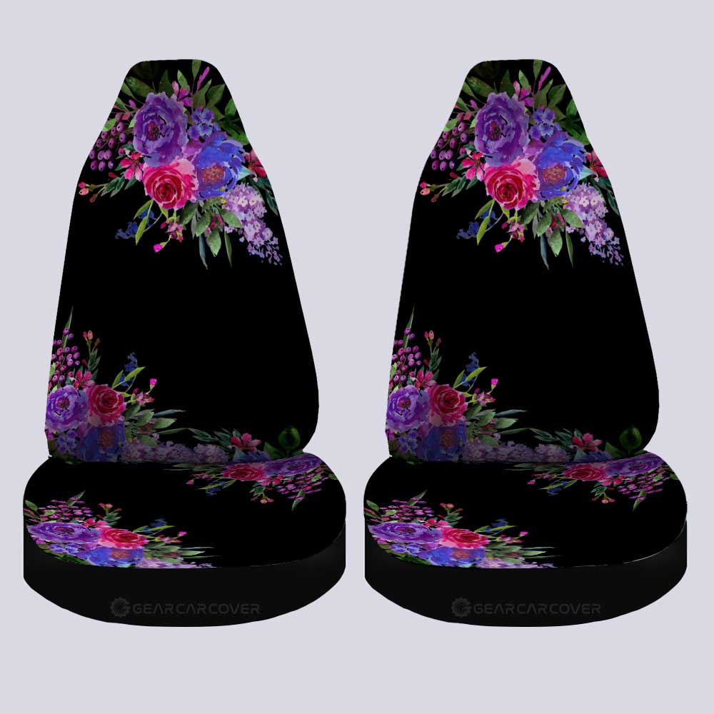Violet Flowers Car Seat Covers Custom Personalized Name Car Accessories