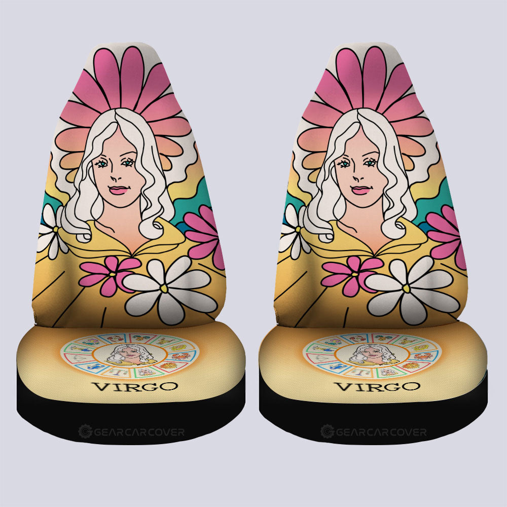 Virgo Colorful Car Seat Covers Custom Zodiac Car Accessories