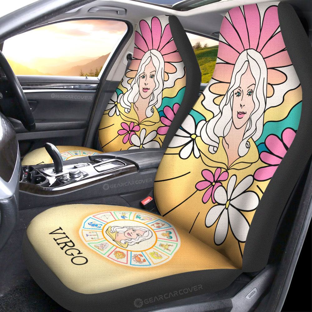 Virgo Colorful Car Seat Covers Custom Zodiac Car Accessories