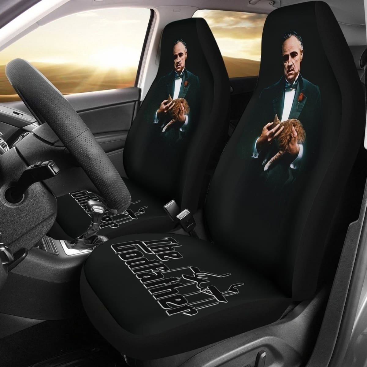 Vito Corleone The Godfather With Cat Car Seat Covers Universal Fit 194801