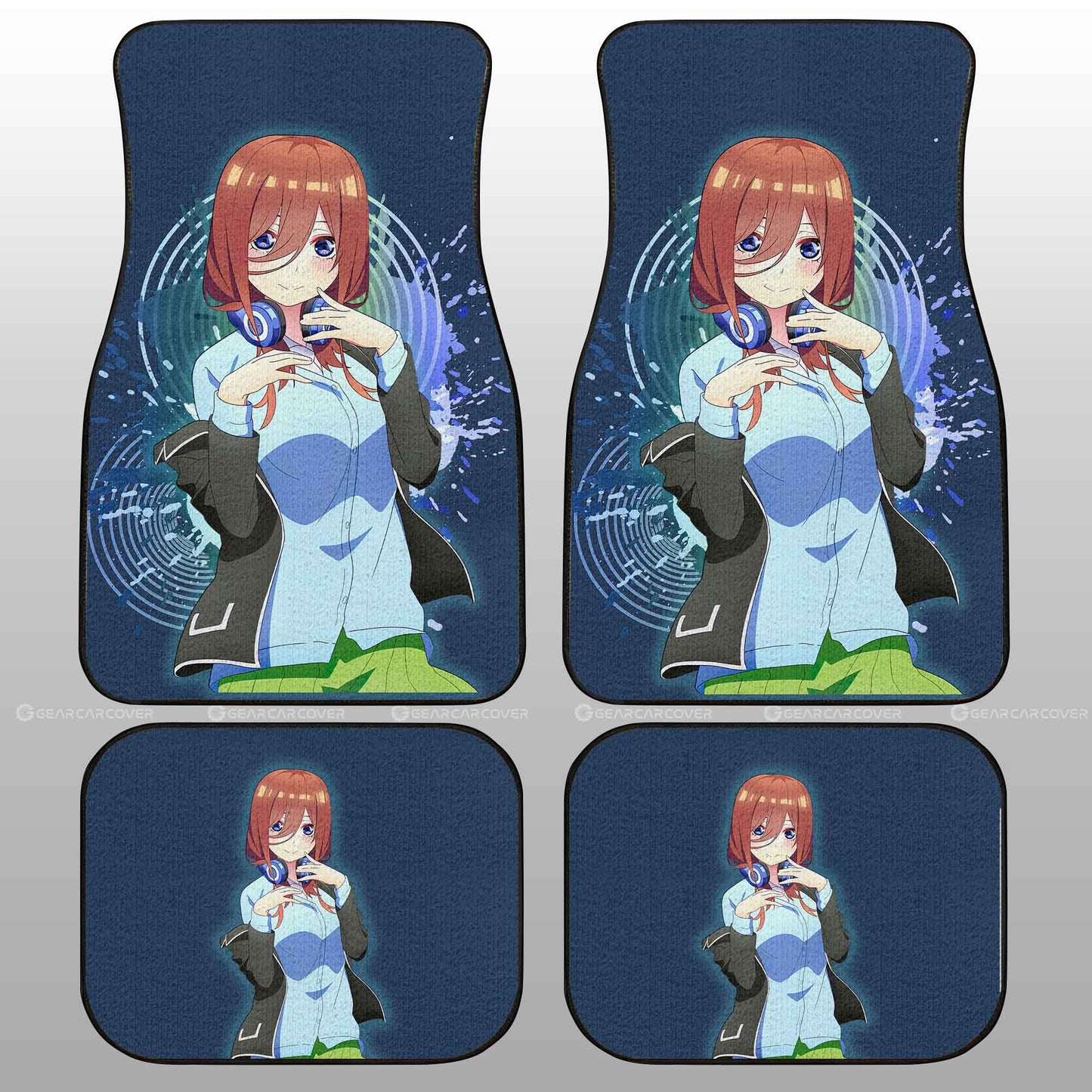 Waifu Girl Miku Nakano Car Floor Mats Custom The Quintessential Quintuplets Car Accessories