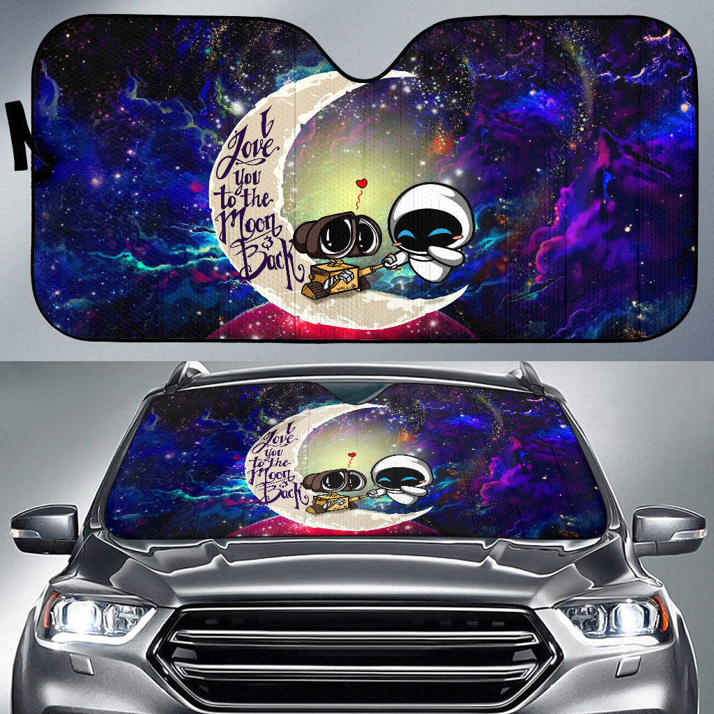 Wall-E Couple Love You To The Moon Galaxy Car Auto Sunshades