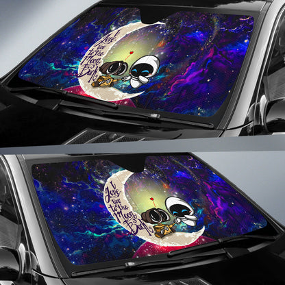 Wall-E Couple Love You To The Moon Galaxy Car Auto Sunshades