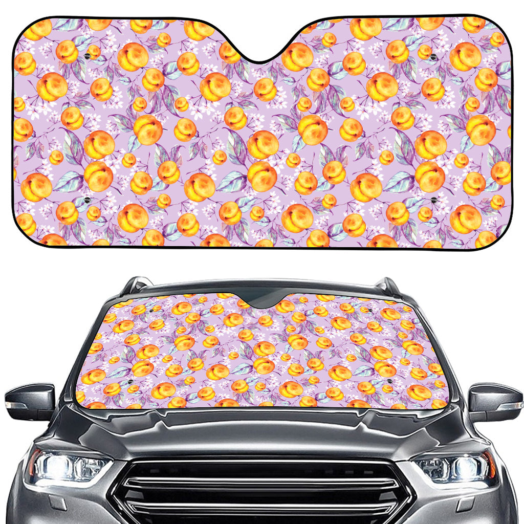 Watercolor Apricot Fruit Pattern Print Car Windshield Sun Shade
