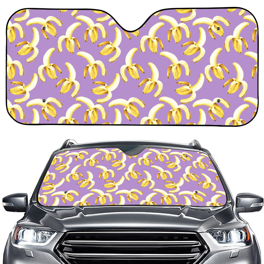 Watercolor Banana Pattern Print Car Windshield Sun Shade