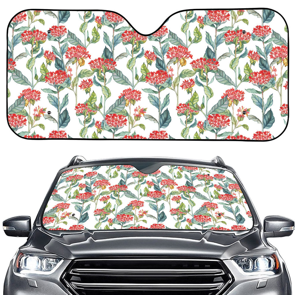 Watercolor Bouvardia Print Car Windshield Sun Shade