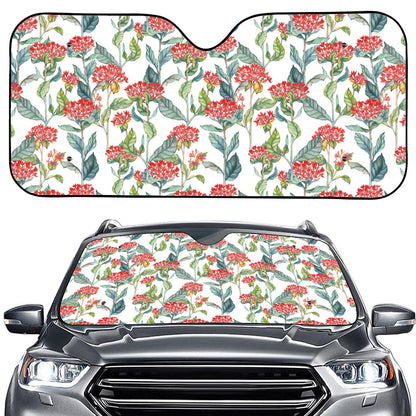 Watercolor Bouvardia Print Car Windshield Sun Shade