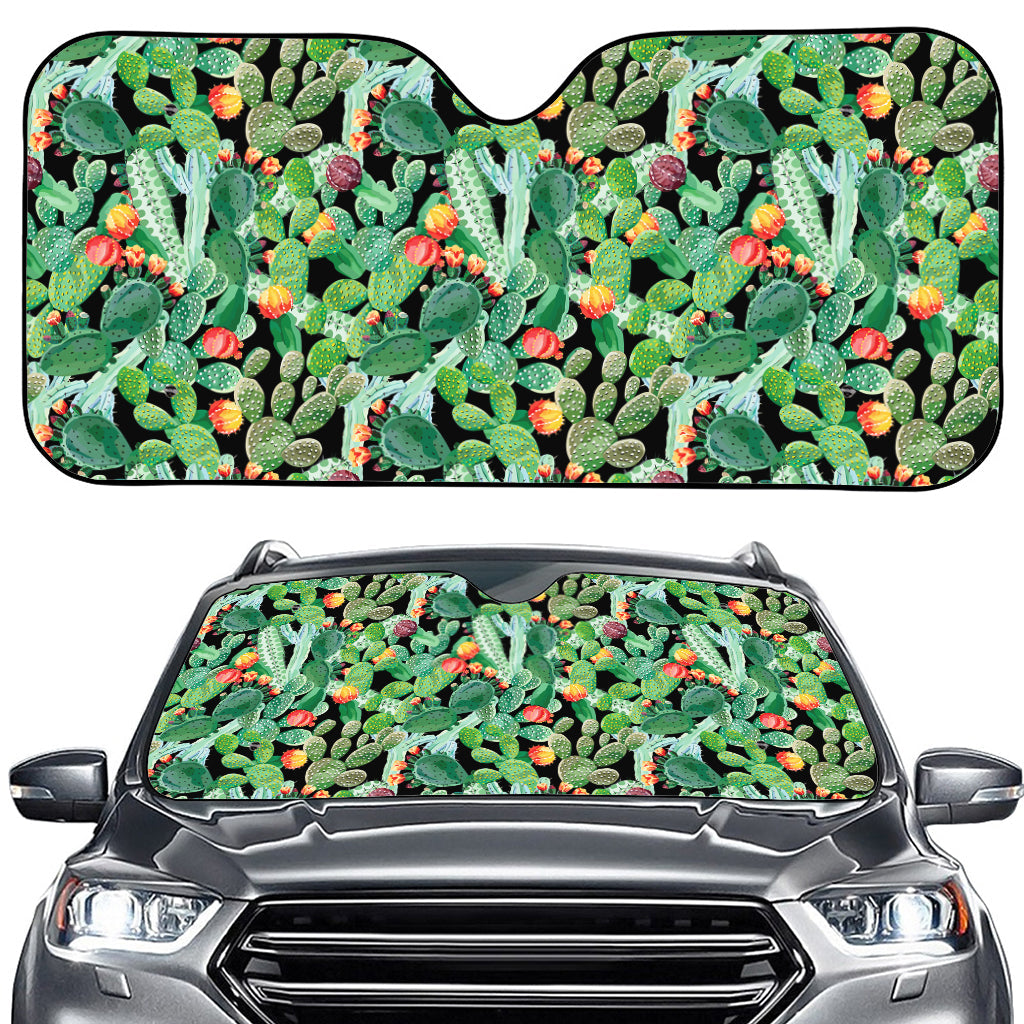 Watercolor Cactus Plant Print Car Windshield Sun Shade