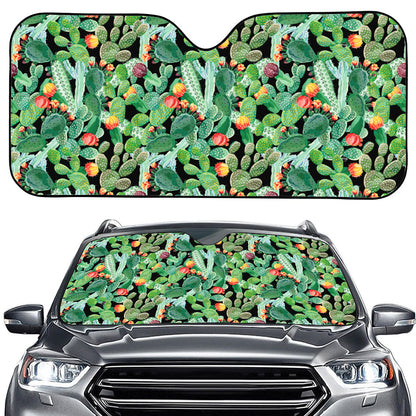 Watercolor Cactus Plant Print Car Windshield Sun Shade