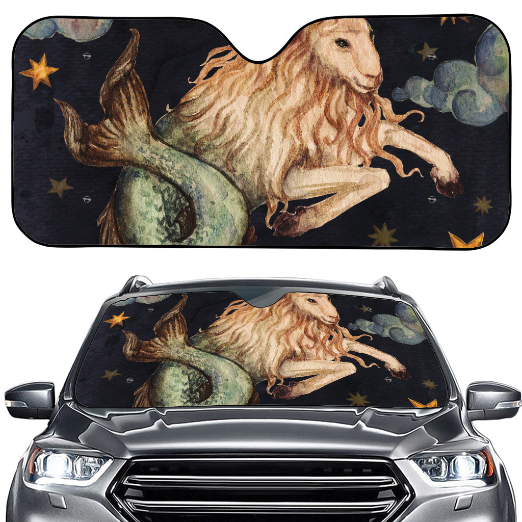 Watercolor Capricorn Zodiac Sign Print Car Windshield Sun Shade