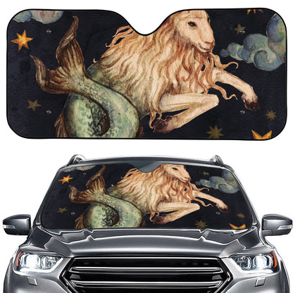 Watercolor Capricorn Zodiac Sign Print Car Windshield Sun Shade