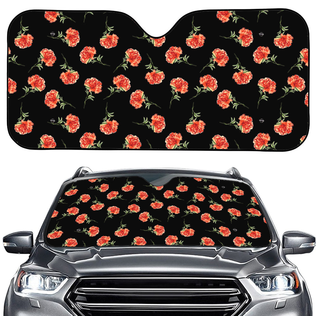 Watercolor Carnation Pattern Print Car Windshield Sun Shade
