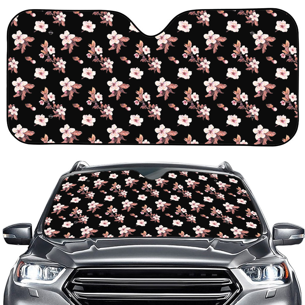Watercolor Cherry Blossom Pattern Print Car Windshield Sun Shade