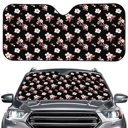 Watercolor Cherry Blossom Pattern Print Car Windshield Sun Shade