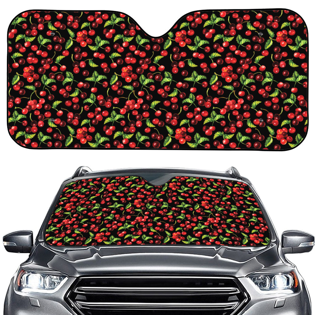 Watercolor Cherry Pattern Print Car Windshield Sun Shade