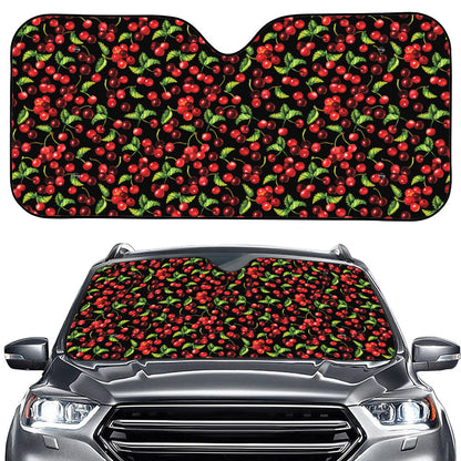 Watercolor Cherry Pattern Print Car Windshield Sun Shade