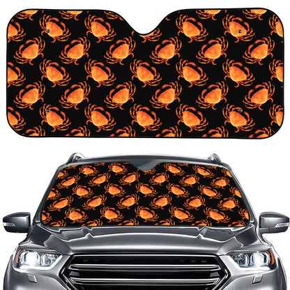 Watercolor Crab Pattern Print Car Windshield Sun Shade