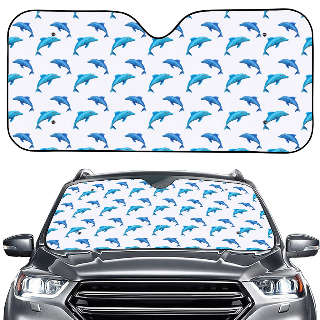 Watercolor Dolphin Pattern Print Car Windshield Sun Shade