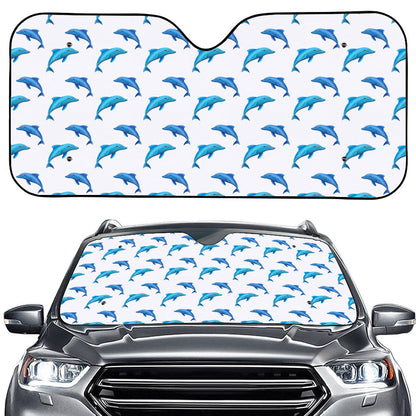 Watercolor Dolphin Pattern Print Car Windshield Sun Shade