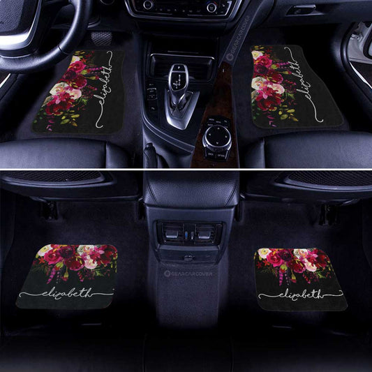 Watercolor Flowers Car Floor Mats Custom Personalized Name Car Accessories