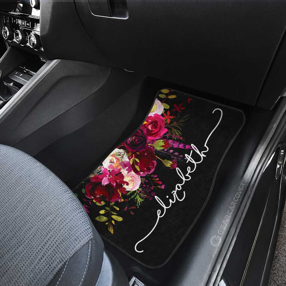 Watercolor Flowers Car Floor Mats Custom Personalized Name Car Accessories