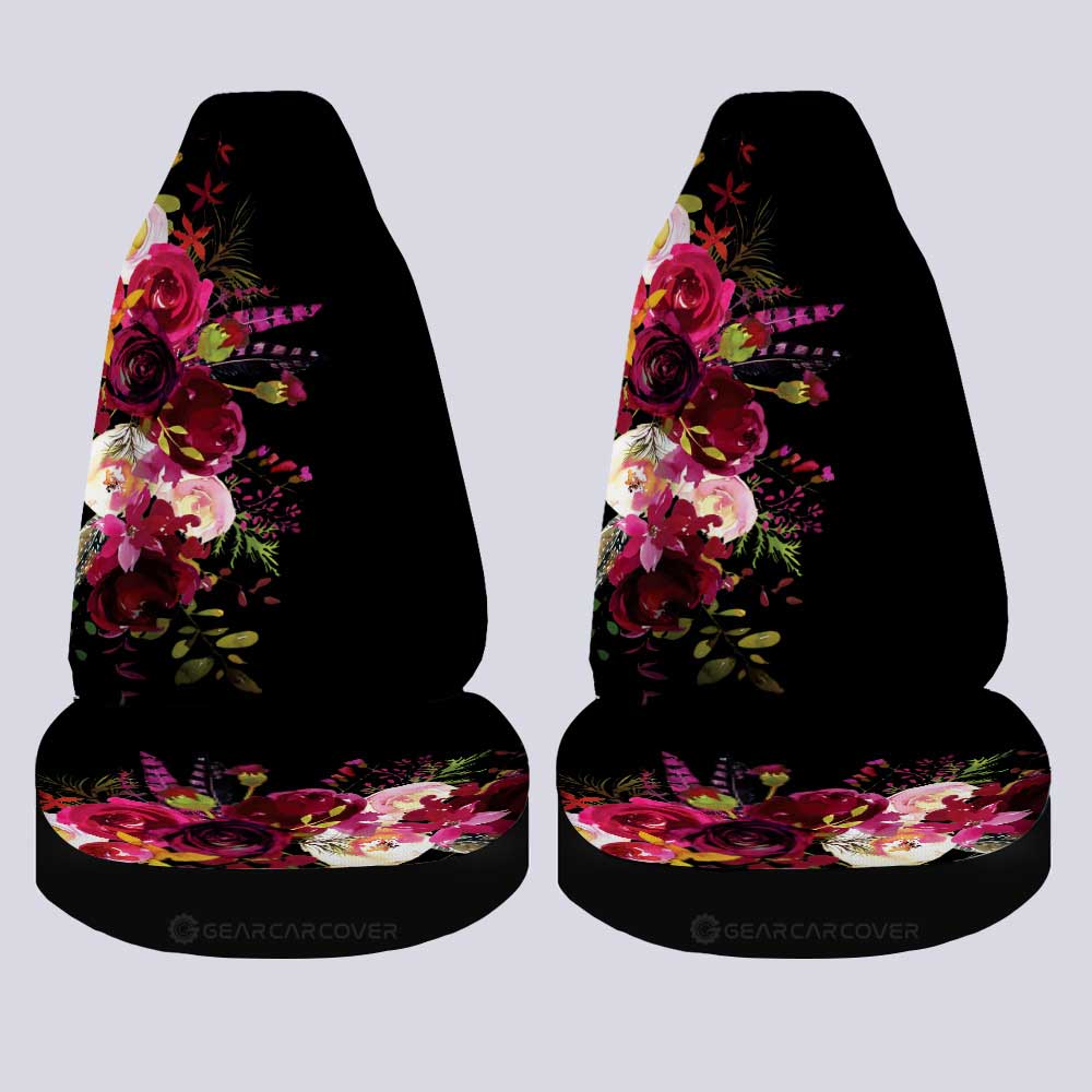Watercolor Flowers Car Seat Covers Custom Personalized Name Car Accessories