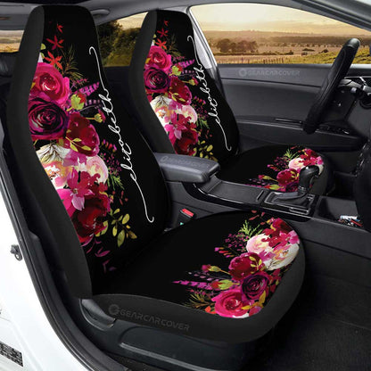 Watercolor Flowers Car Seat Covers Custom Personalized Name Car Accessories