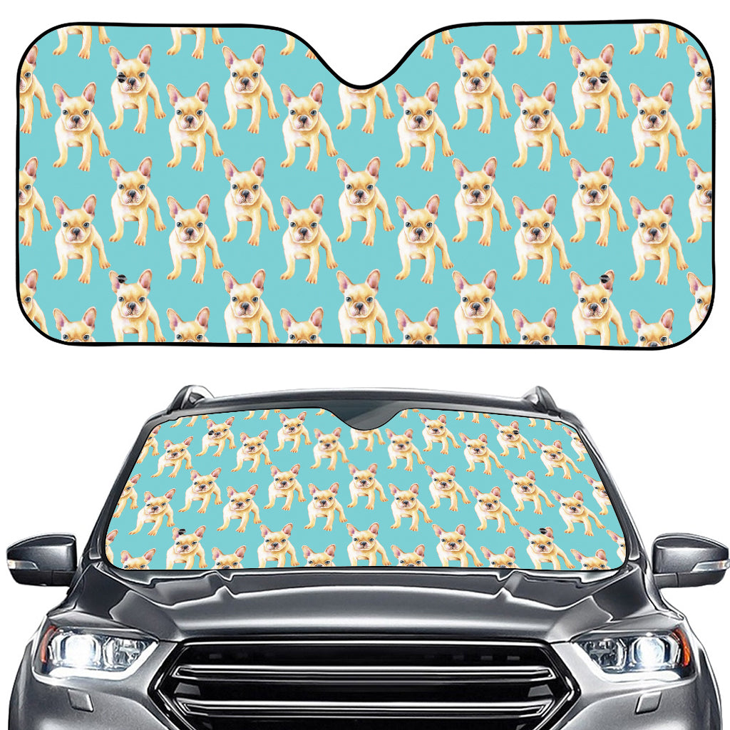 Watercolor French Bulldog Puppy Print Car Windshield Sun Shade